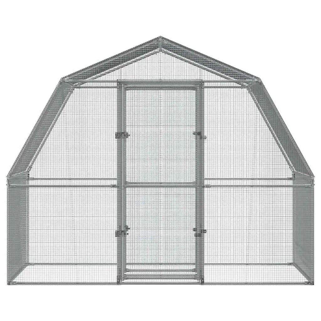 Bird Cage with Door Silver Galvanised Steel Large Outdoor Indoor Aviary Mesh