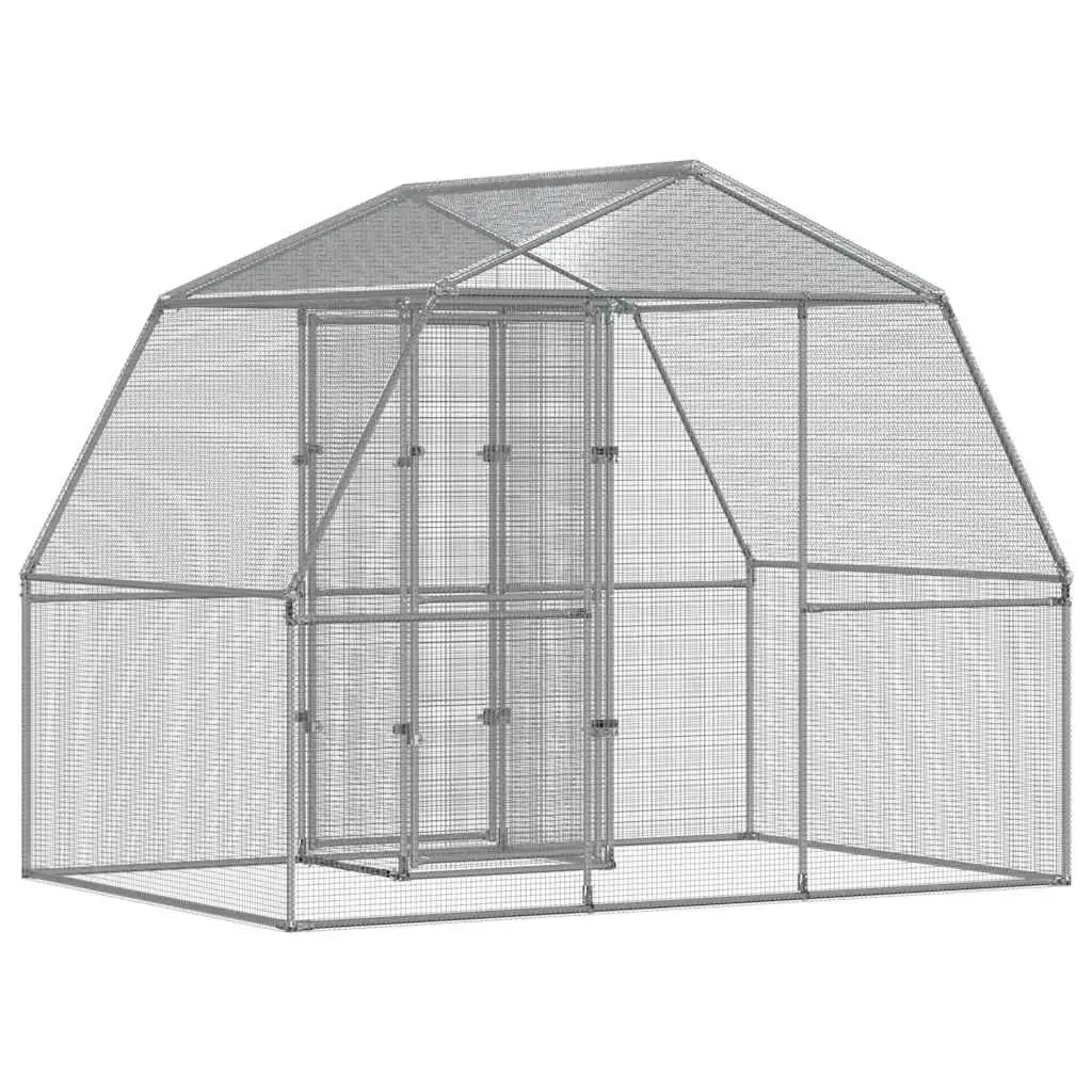 Bird Cage with Door Silver Galvanised Steel Large Outdoor Indoor Aviary Mesh