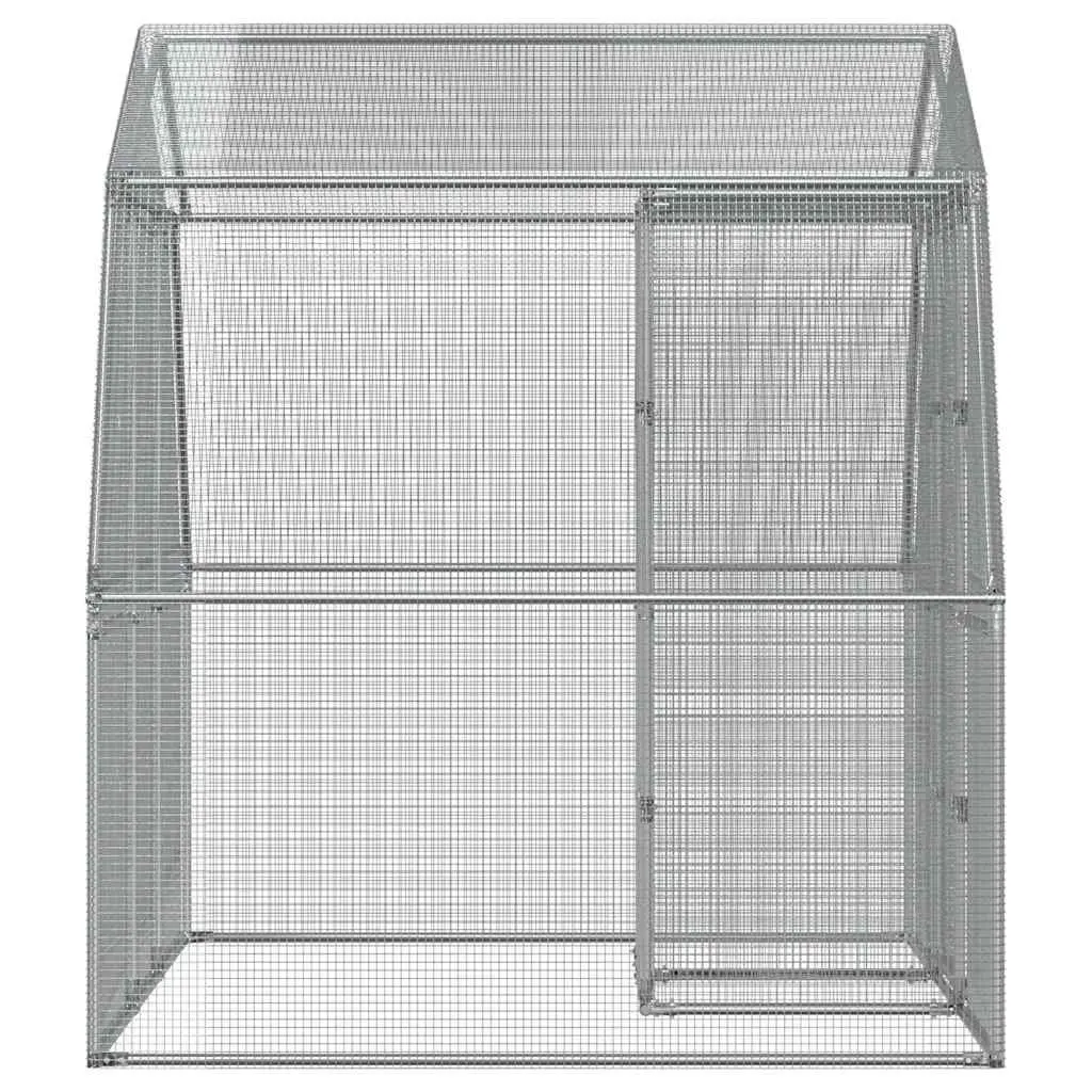 Bird Cage with Door Silver Galvanised Steel Large Outdoor Indoor Aviary Mesh