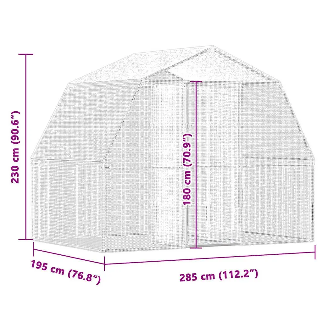 Bird Cage with Door Silver Galvanised Steel Large Outdoor Indoor Aviary Mesh