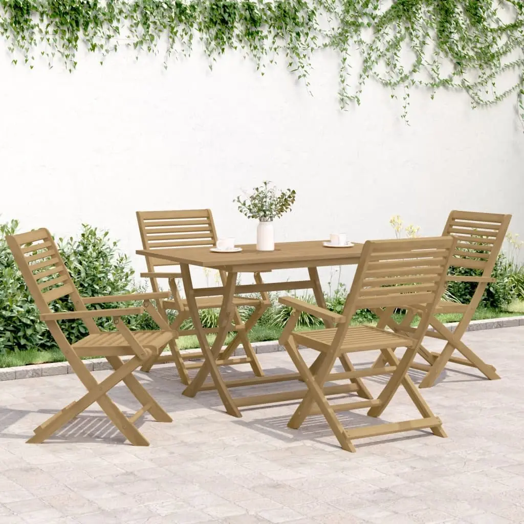 Outdoor Dining Set Solid Acacia Wood 5 Piece Garden Table Chair Backrest