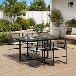Garden Dining Set 5 Piece Outdoor Furniture Table Chairs with Cushions Black
