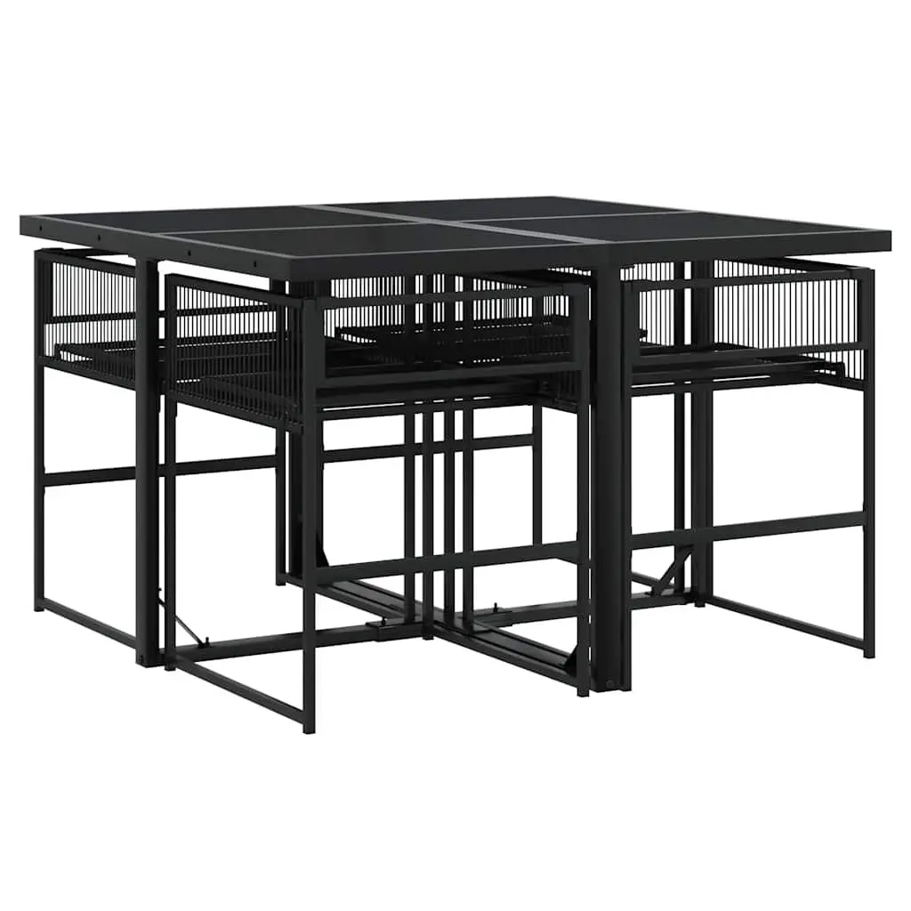 Garden Dining Set Black 5 Piece Outdoor Furniture Table Chairs with Cushions