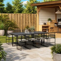 Garden Dining Set 9 Piece Outdoor Furniture Patio Table Chairs Cushions Black