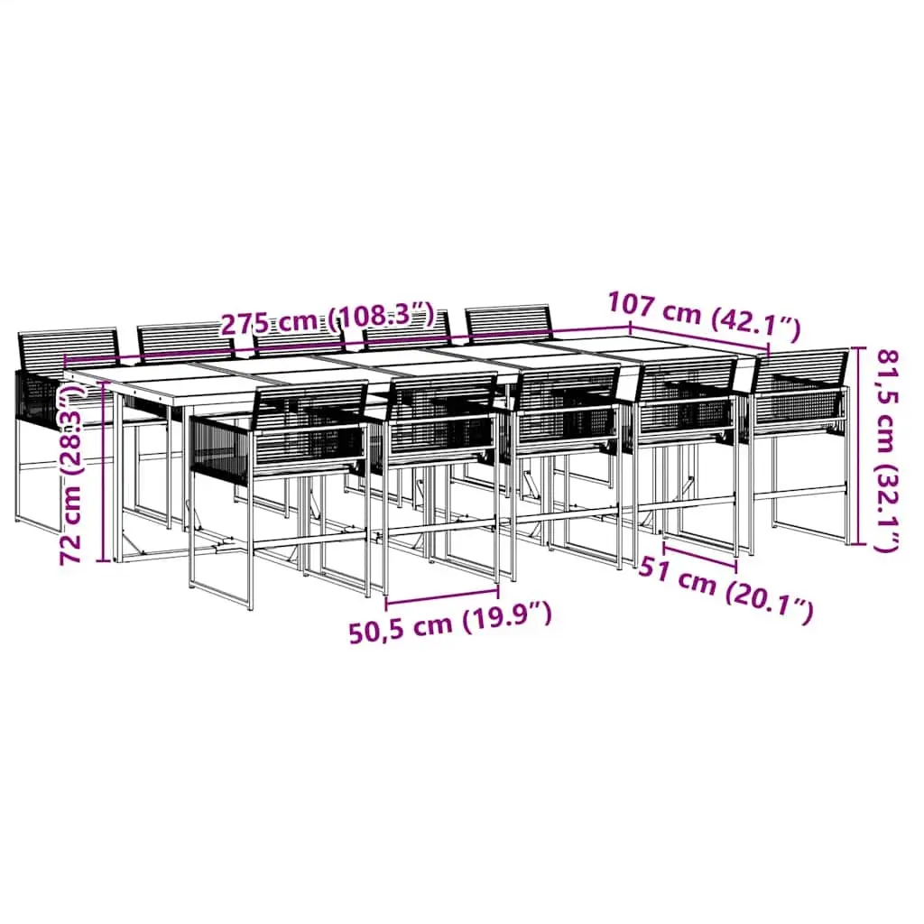 11 Piece Garden Dining Set for Outdoor Fun