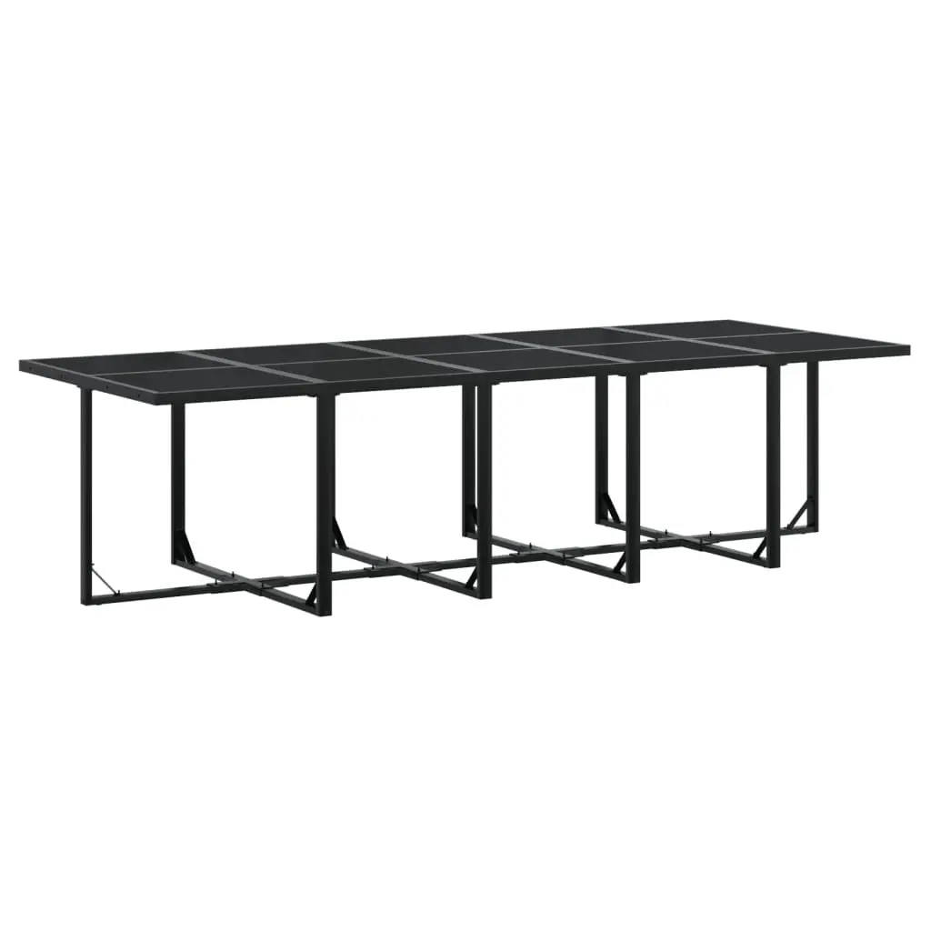 Outdoor Garden Dining Set Black Poly Rattan 15 Piece