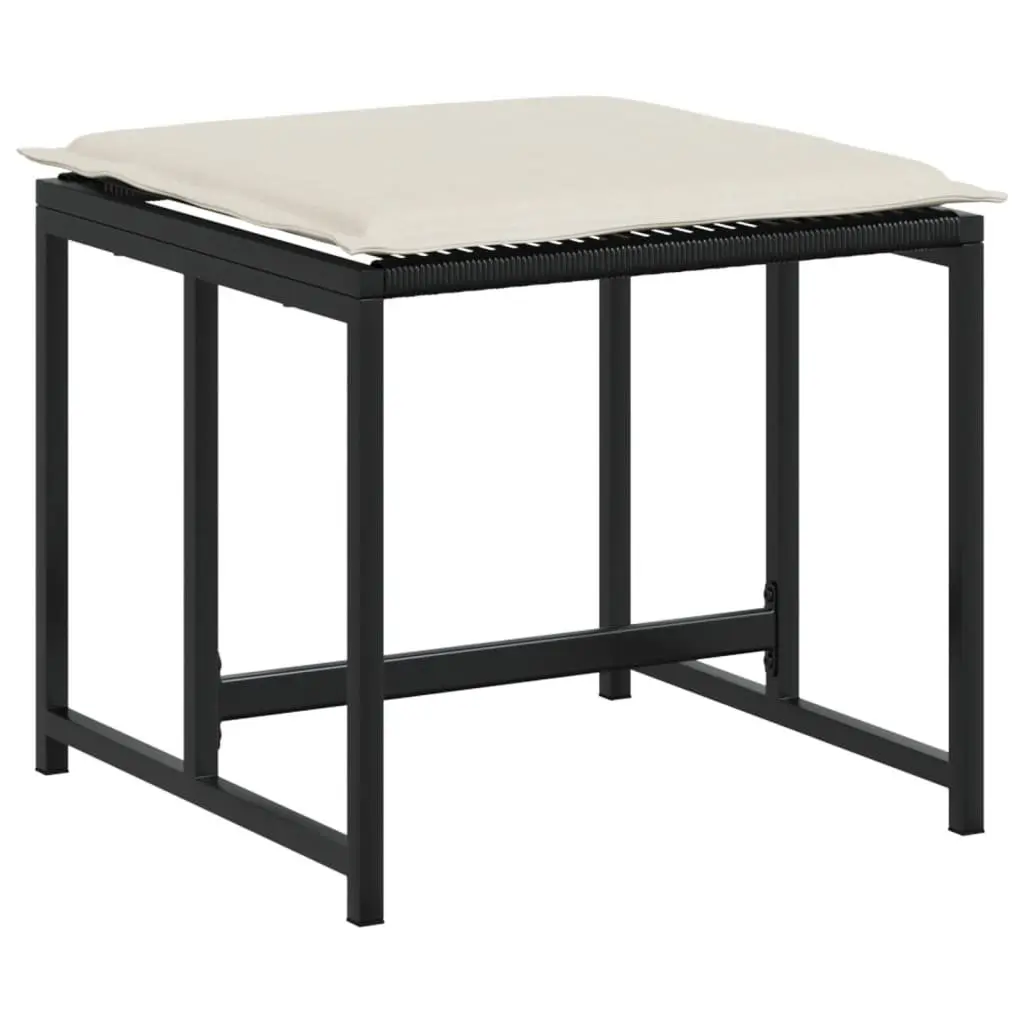 Garden Dining Set Black Poly Rattan 17 Piece Outdoor Furniture with Tempered Glass Top and Padded Cushions
