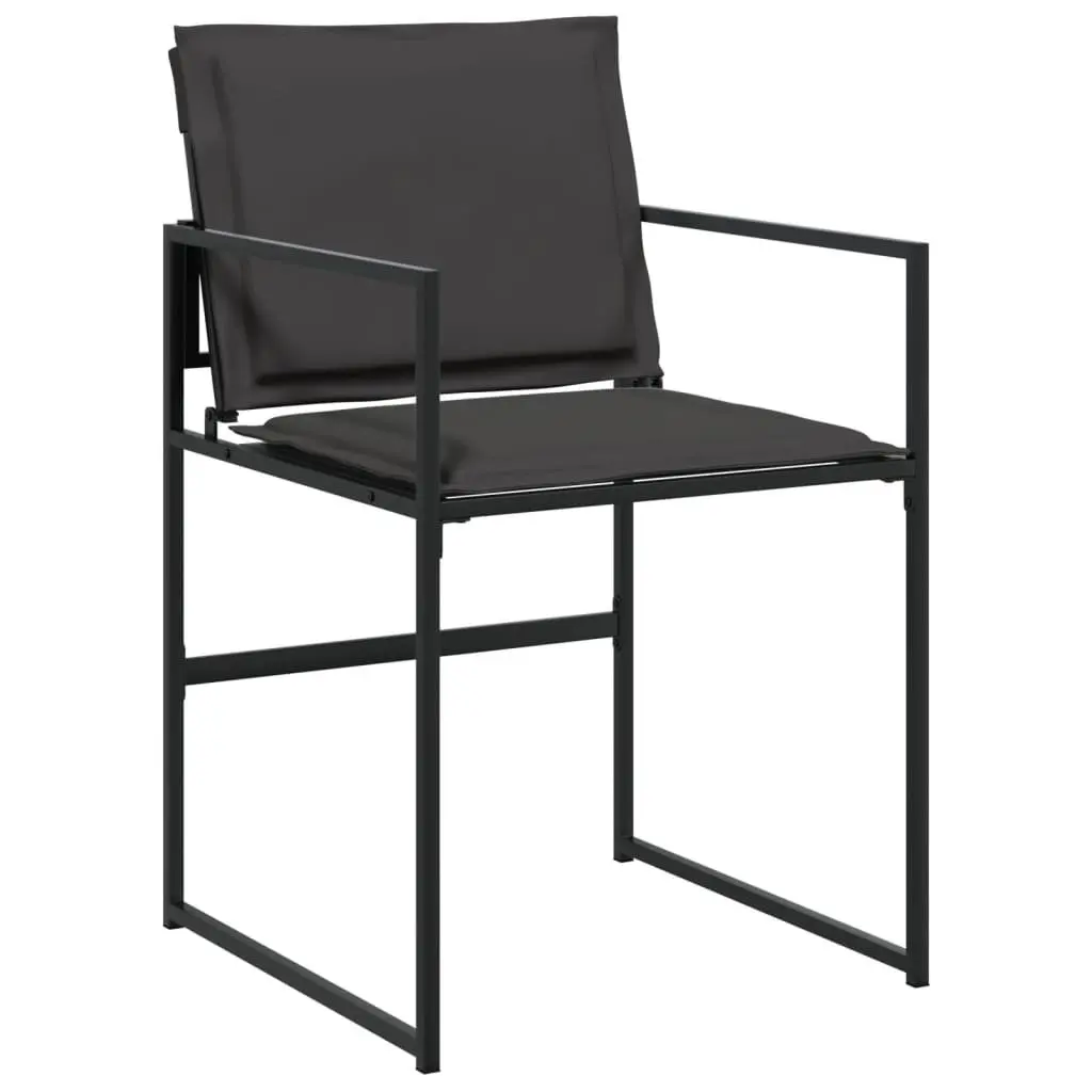 7 Piece Outdoor Dining Set Black Textilene Chairs Tempered Glass Table