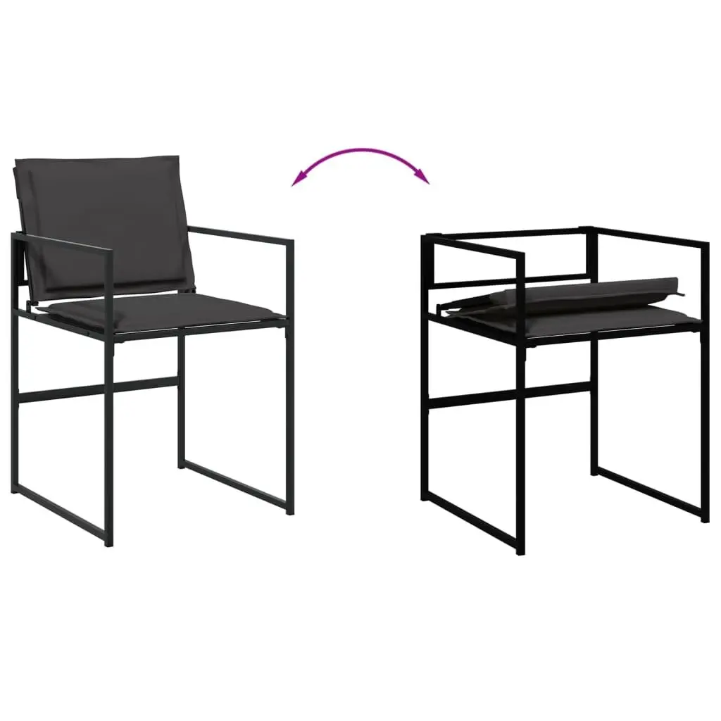 7 Piece Outdoor Dining Set Black Textilene Chairs Tempered Glass Table
