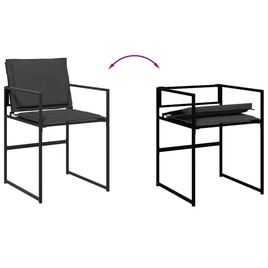 Garden Dining Set 11 Piece Outdoor Furniture Black Textilene Chairs Table