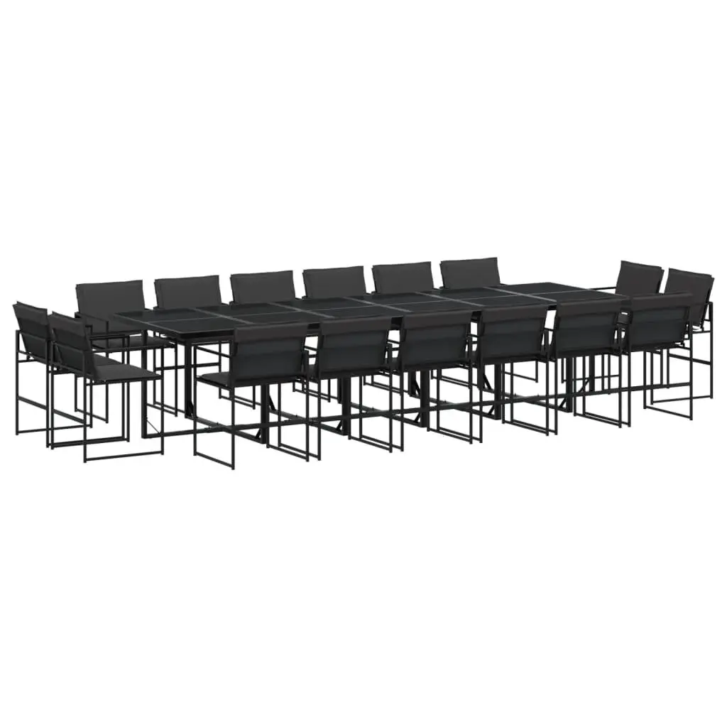 Garden Dining Set 17 Piece Outdoor Furniture Cushions Black Textilene