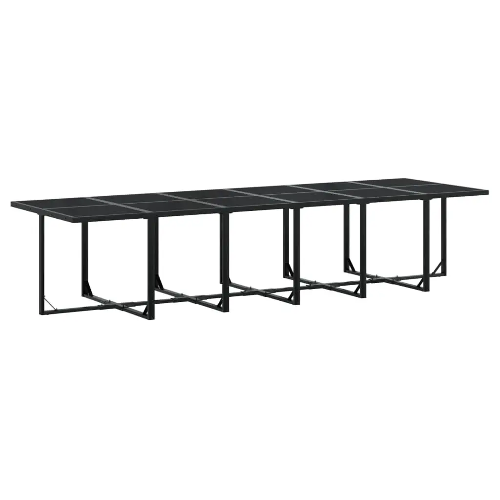 Garden Dining Set 17 Piece Outdoor Furniture Cushions Black Textilene