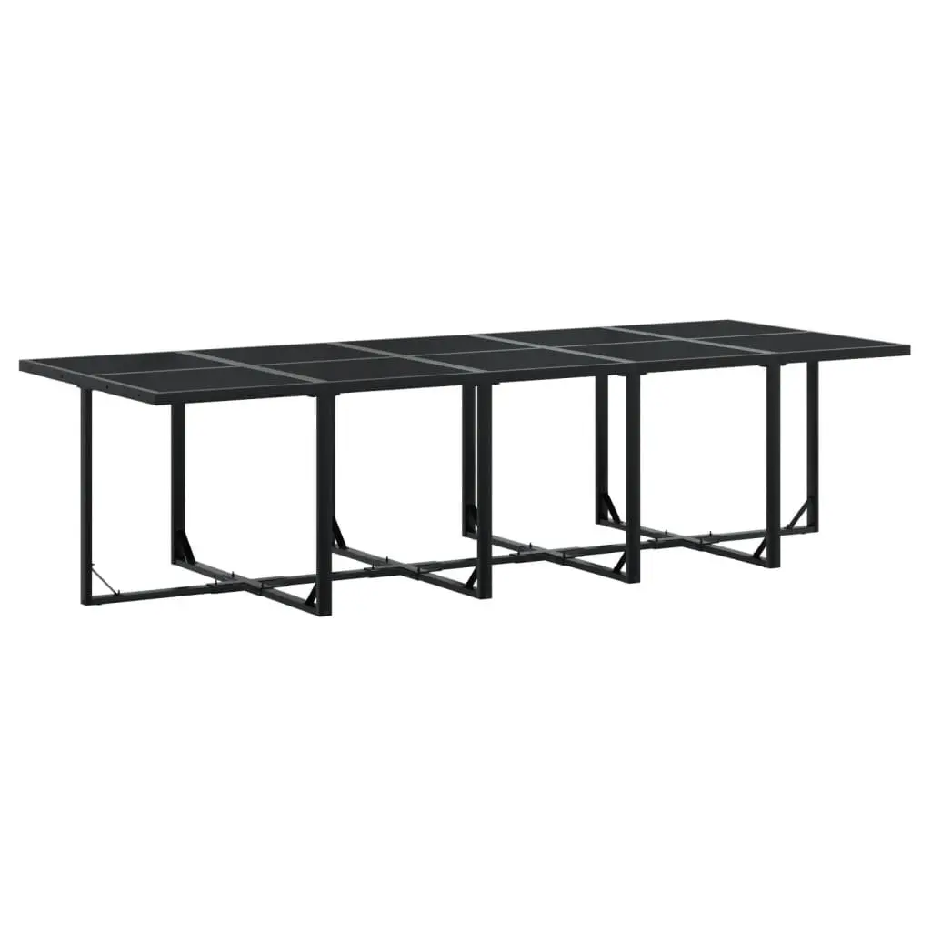Outdoor Furniture Set 17 Piece Black Textilene Fabric Dining Chairs and Table