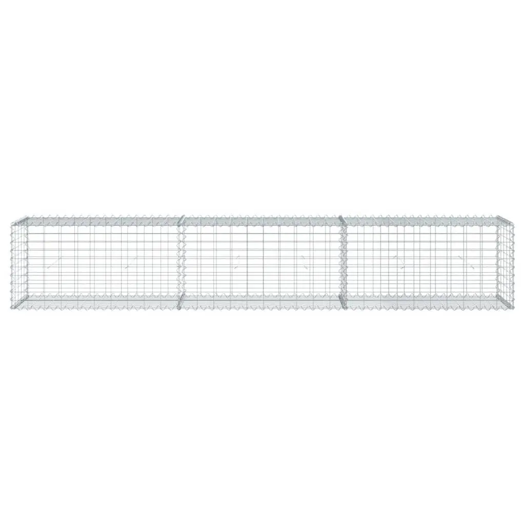 Gabion Basket Silver Metal 300x50x50cm with Cover for Garden Retaining Wall and Outdoor Decoration