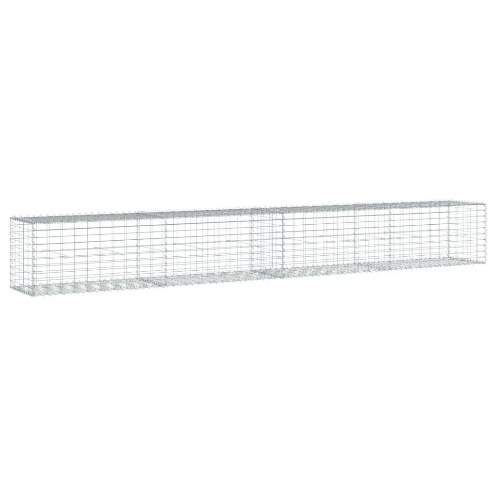 Gabion Basket with Cover 400x50x50 cm Galvanised Iron Wire Garden Retaining Wall