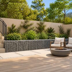 Gabion Basket with Cover 700x50x50 cm Silver Metal Garden Retaining Wall Planter
