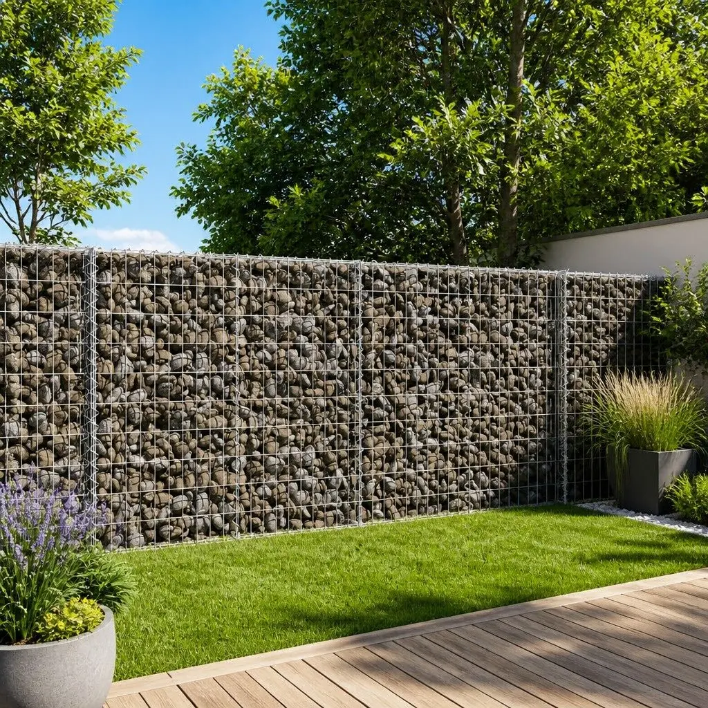 Gabion Basket with Cover Galvanised Iron Wire 200x50x100 cm