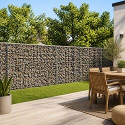 Gabion Basket with Cover 300x50x100cm Silver Galvanised Wire Cage Garden