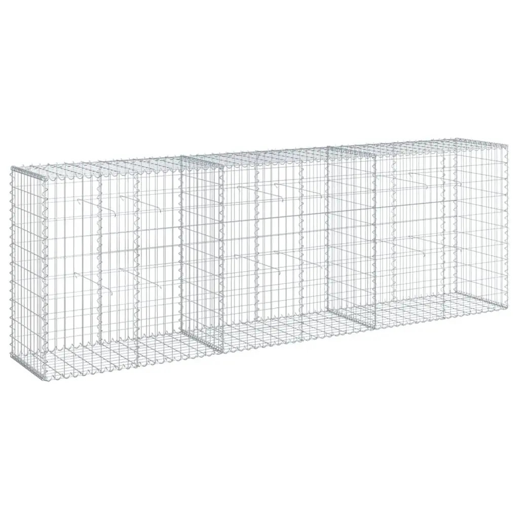 Gabion Basket with Cover Galvanised Iron Wire 300x50x100cm Silver