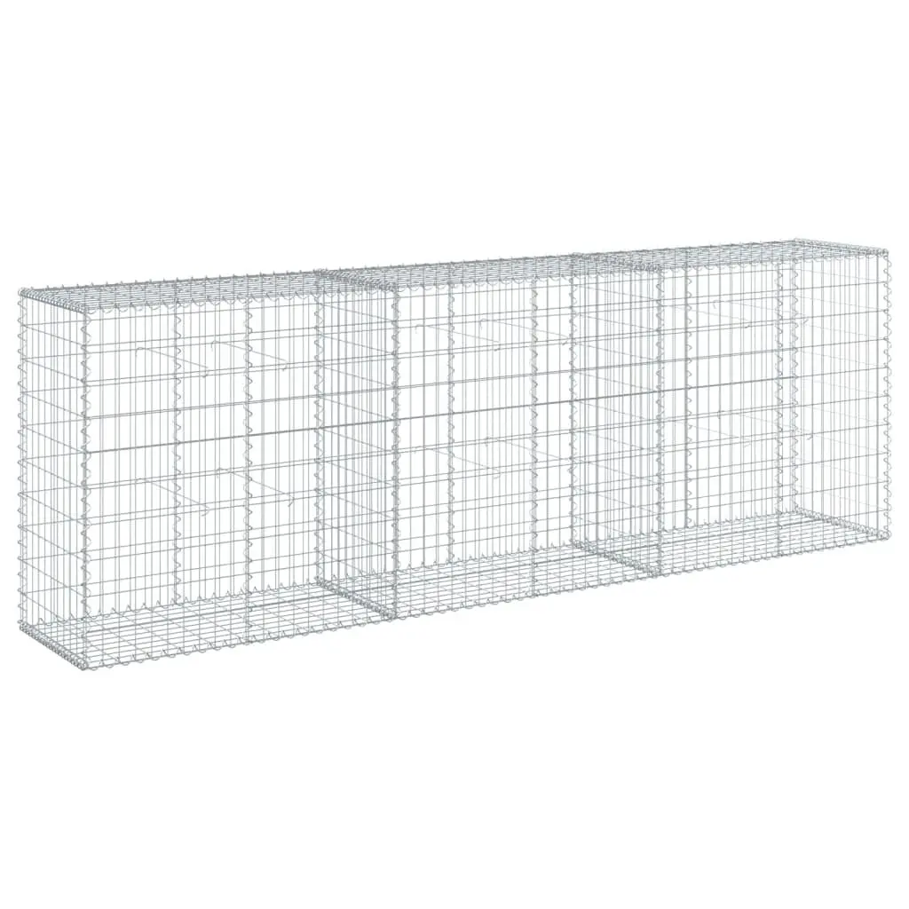 Gabion Basket with Cover Galvanised Iron Wire 300x50x100cm Silver