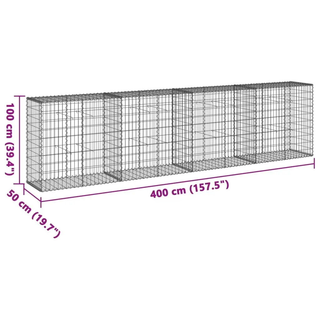 Gabion Basket Galvanised Iron Wire Cover 400x50x100 cm