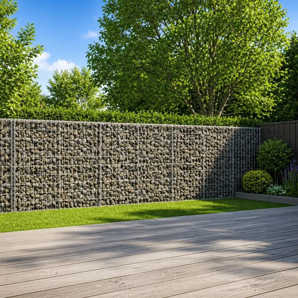 Gabion Basket with Cover Galvanised Iron Wire 600x50x100 cm Silver for Garden Retaining Wall
