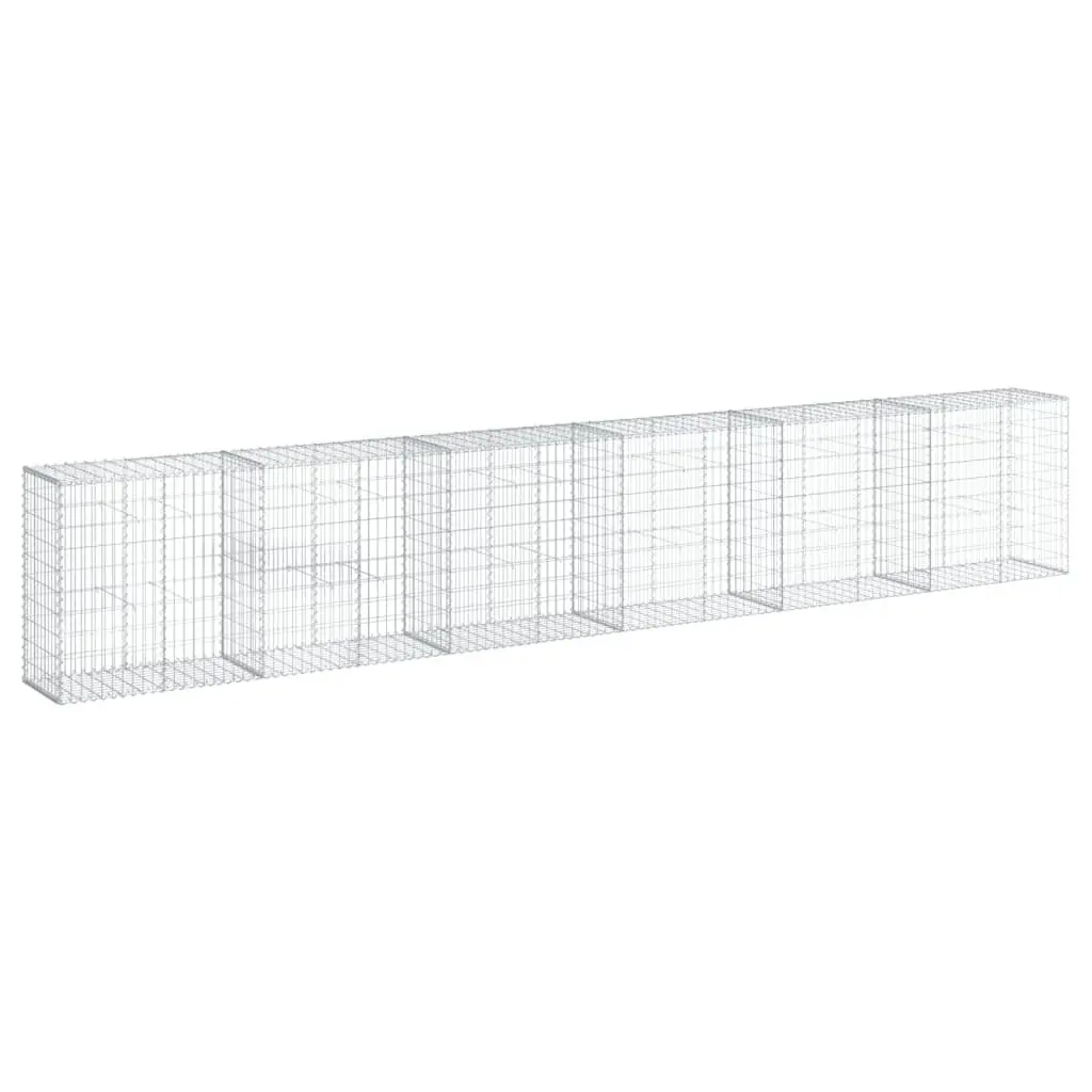 Gabion Basket with Cover Galvanised Iron Wire 600x50x100 cm Silver for Garden Retaining Wall