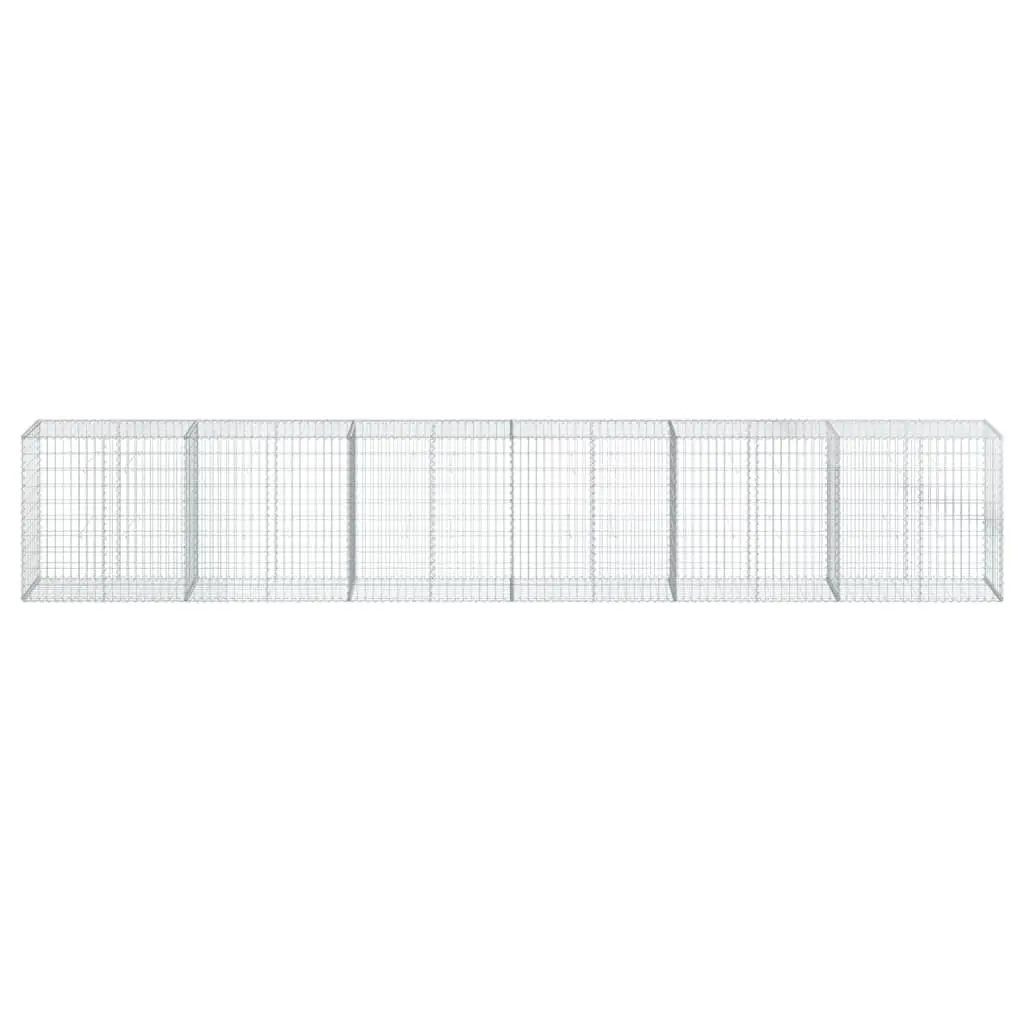 Gabion Basket with Cover Galvanised Iron Wire 600x50x100 cm Silver for Garden Retaining Wall
