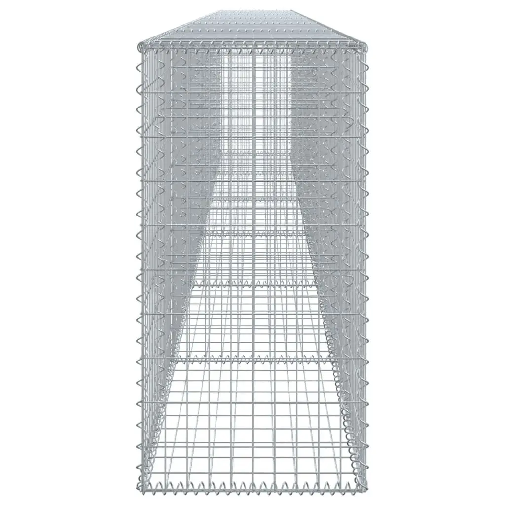 Gabion Basket with Cover Galvanised Iron Wire 600x50x100 cm Silver for Garden Retaining Wall