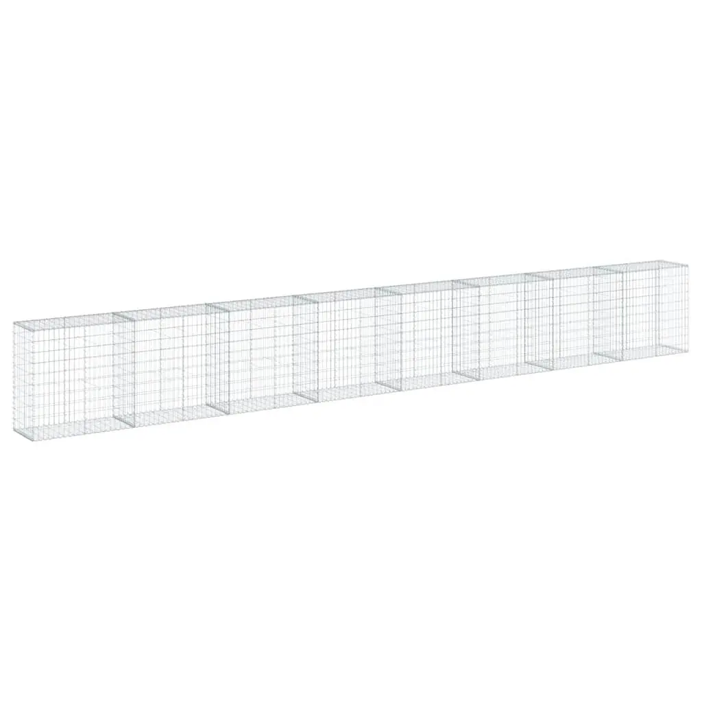 Gabion Basket with Cover Galvanised Iron Wire 800x50x100 cm Garden Retaining Wall
