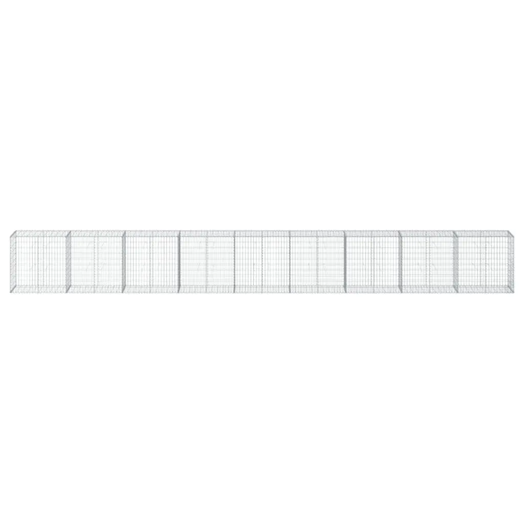 Gabion Basket with Cover Galvanised Iron 900x50x100 cm Outdoor Garden Retaining Wall Decor