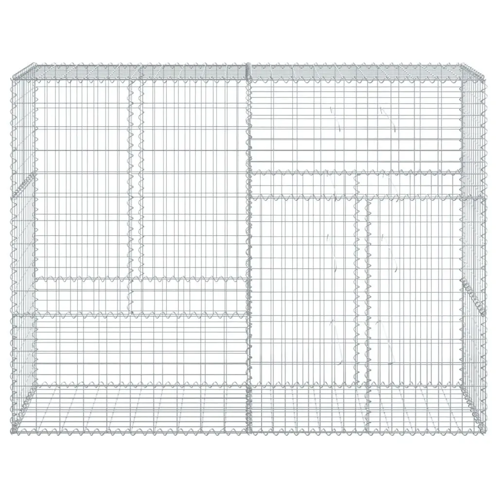 Gabion Basket Silver Metal Wire Cage with Cover 200x50x150 cm
