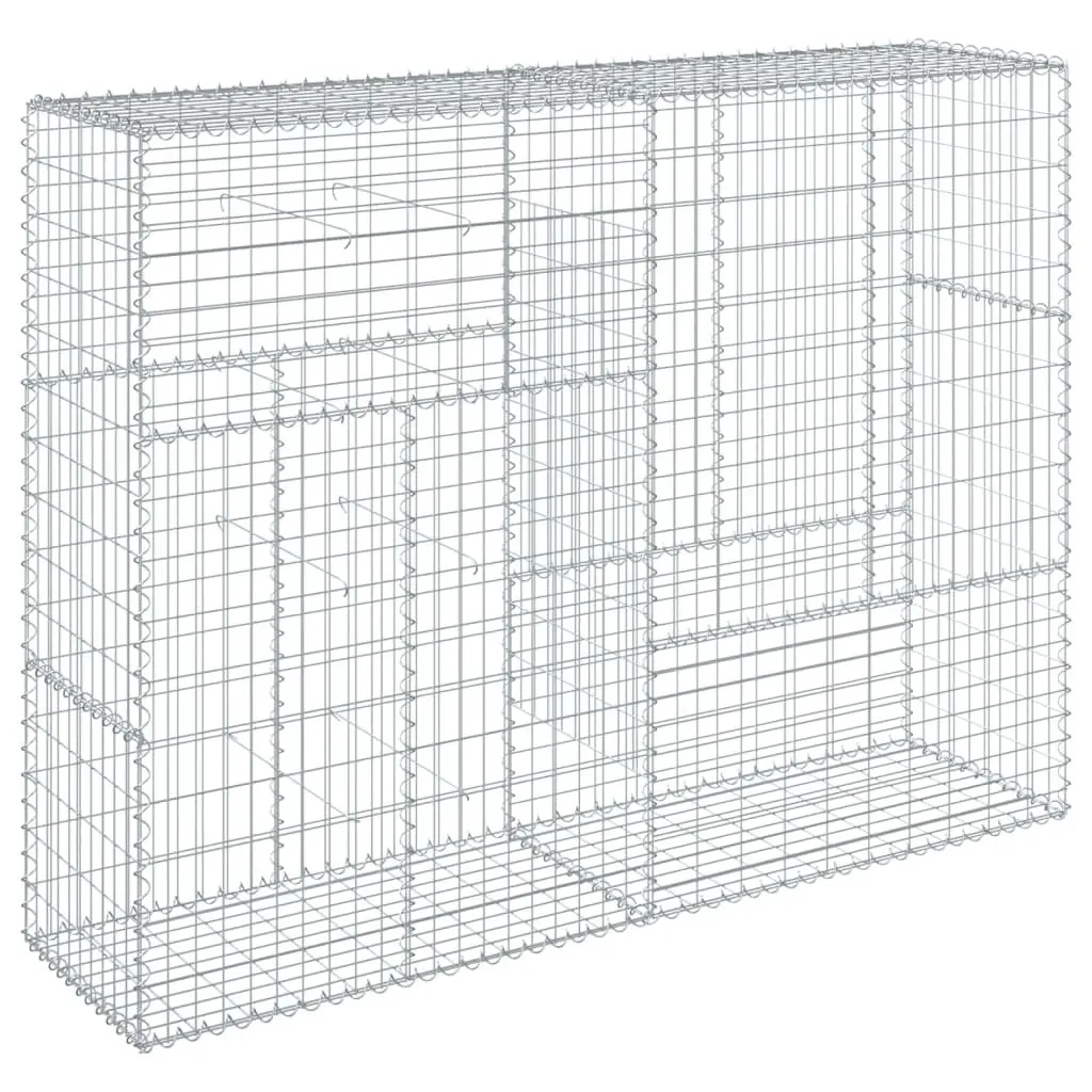 Gabion Basket Silver Metal Wire Cage with Cover 200x50x150 cm