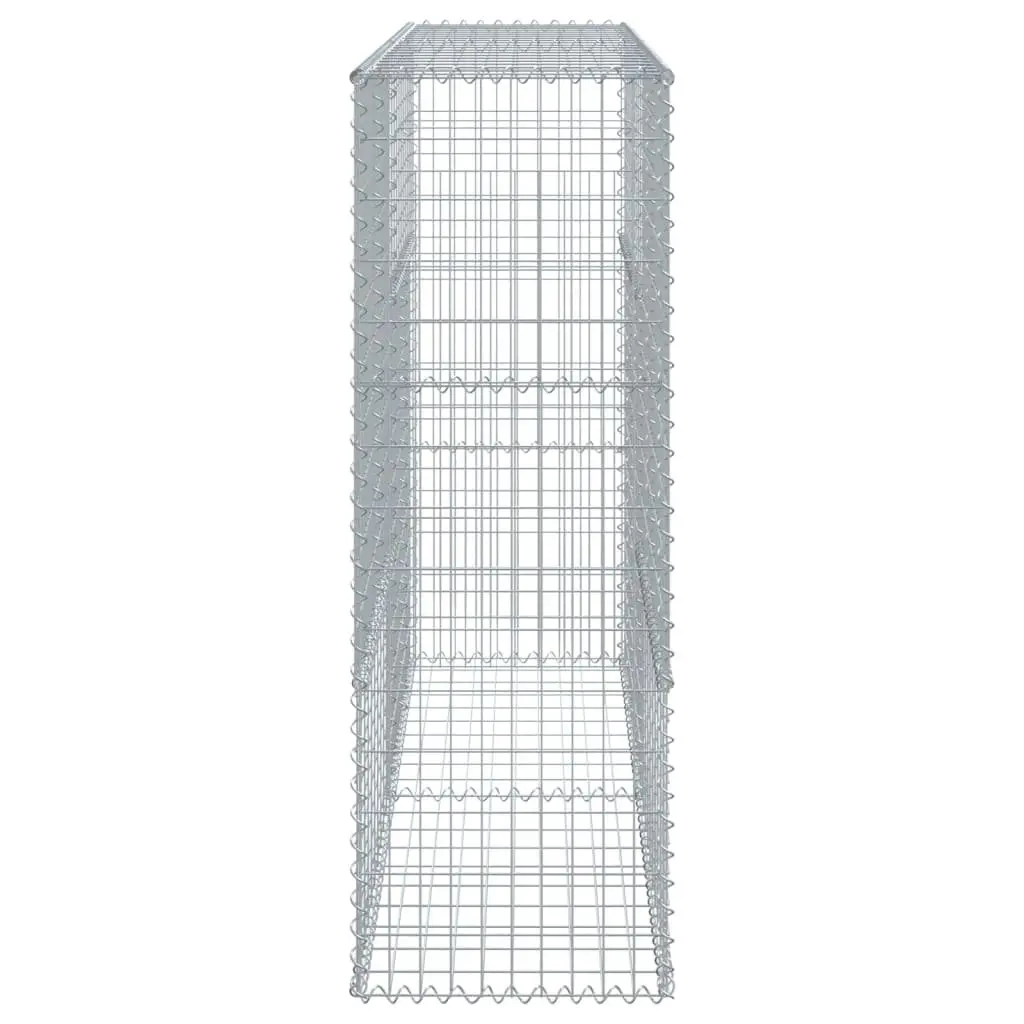Gabion Basket Silver Metal Wire Cage with Cover 200x50x150 cm