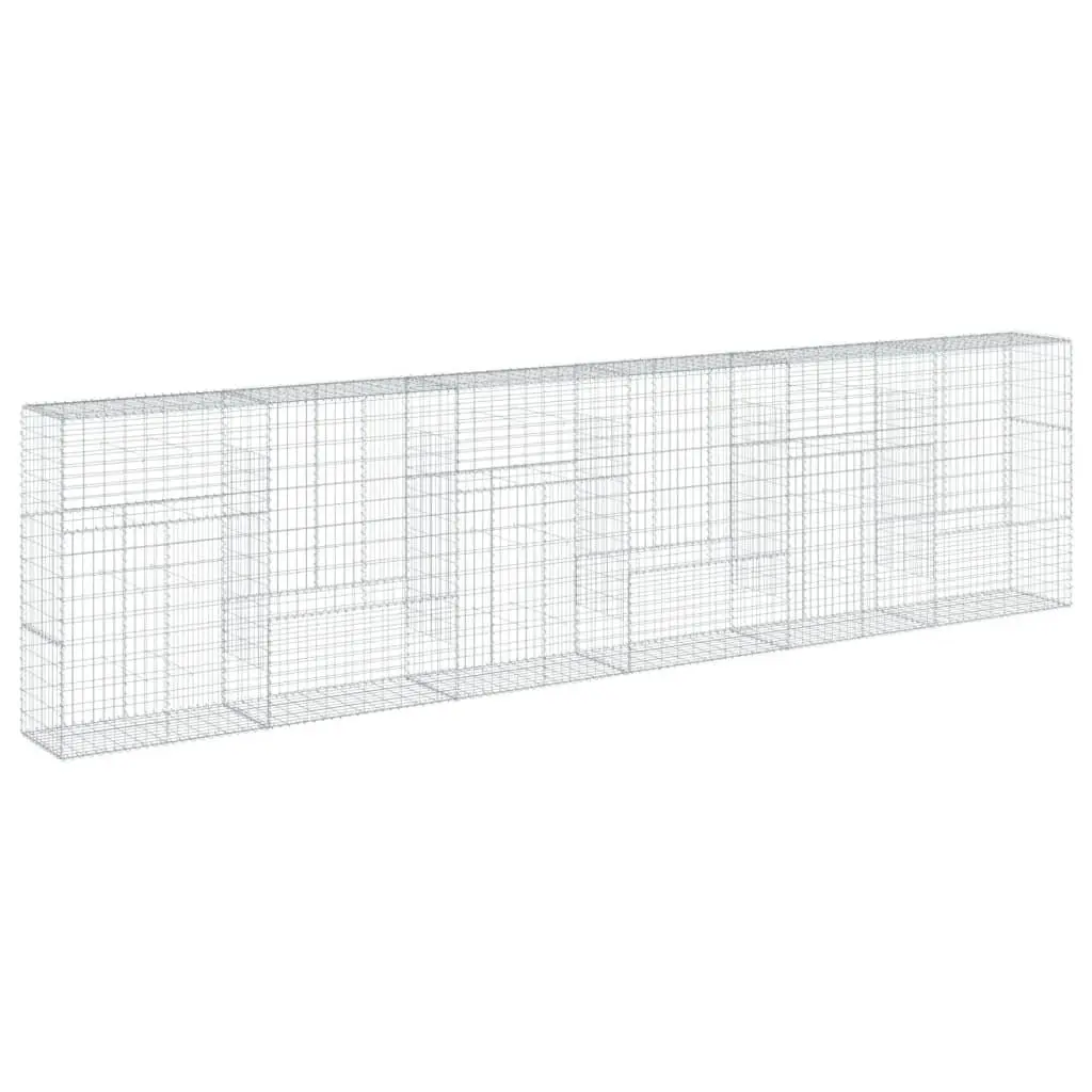 Gabion Basket with Cover Galvanised Iron Wire 600x50x150 cm Garden Retaining