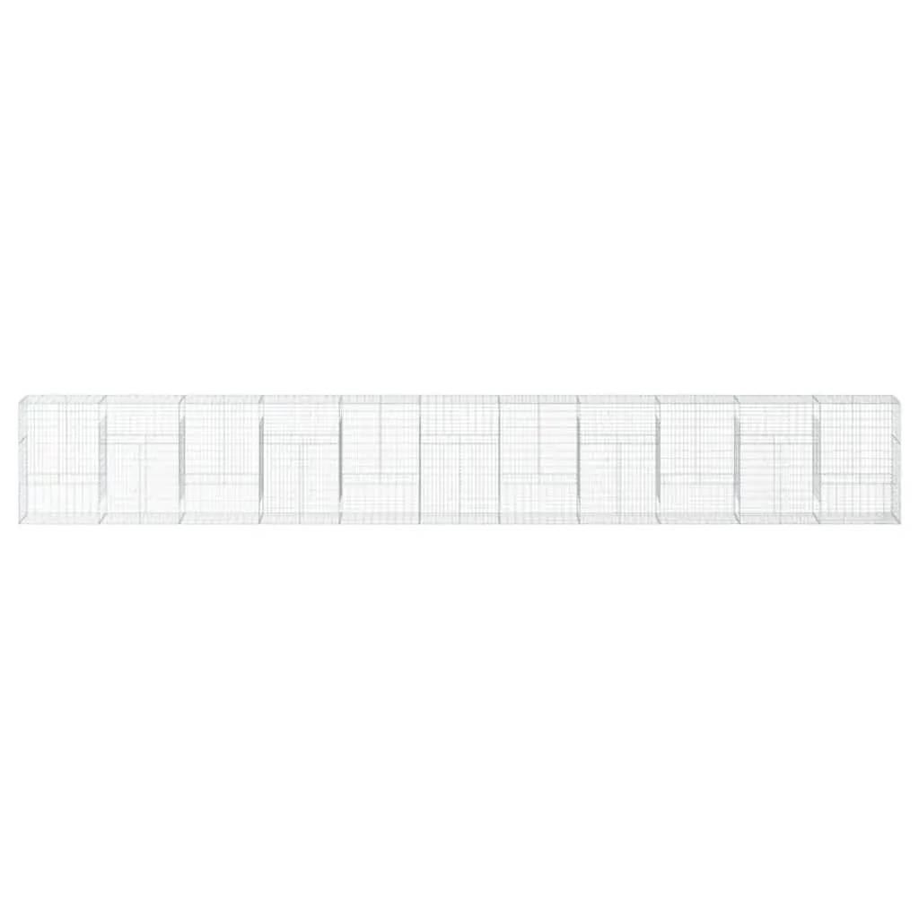 Gabion Basket with Cover Galvanised Iron Wire 1100x50x150 cm Silver