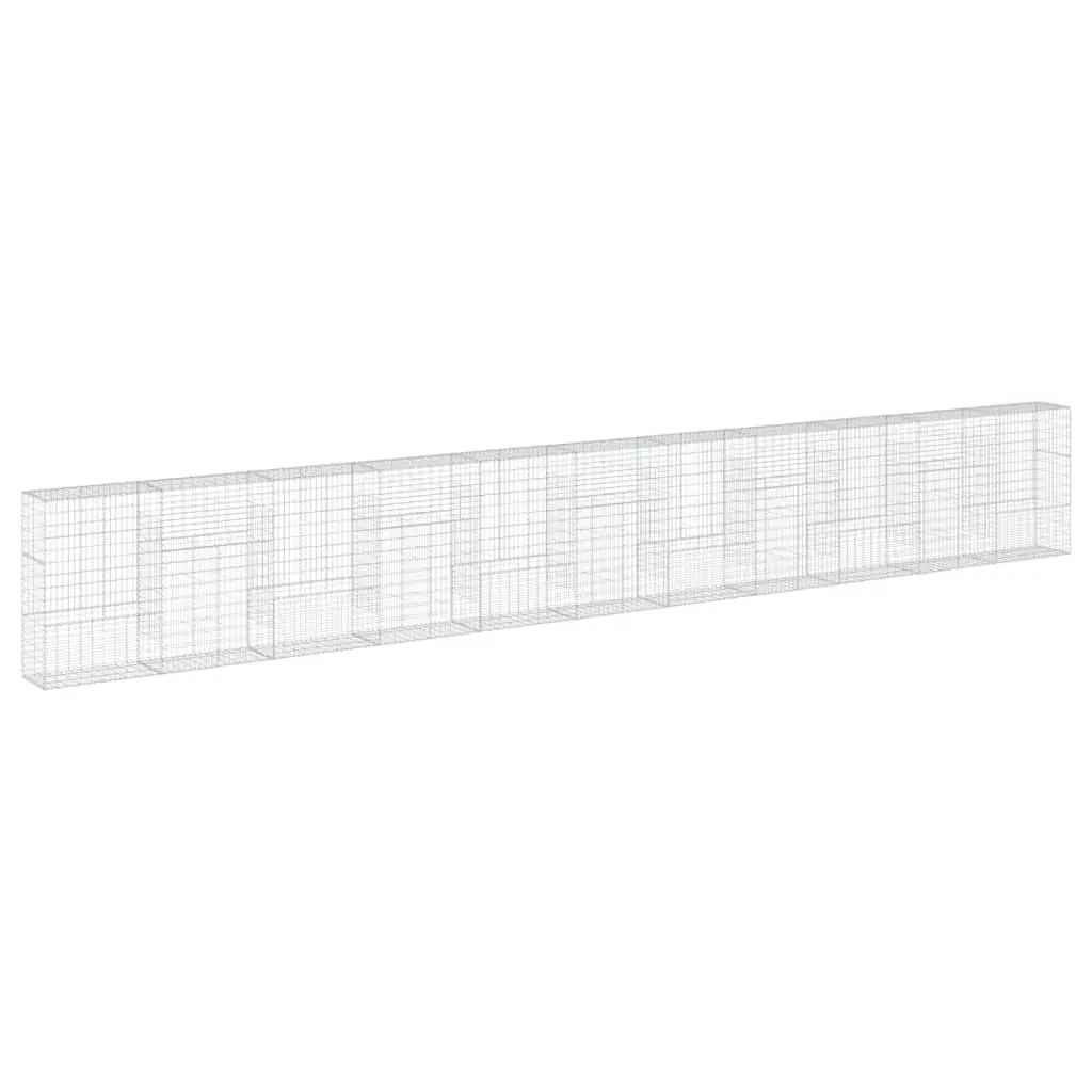Gabion Basket with Cover Galvanised Iron Wire 1100x50x150 cm Silver