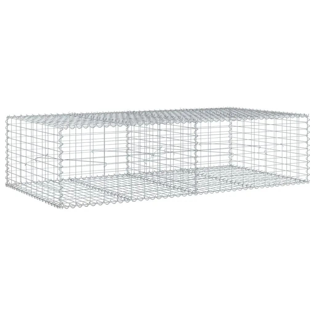 Gabion Basket with Cover Galvanised Iron Wire 200x100x50 cm Garden Retaining Wall