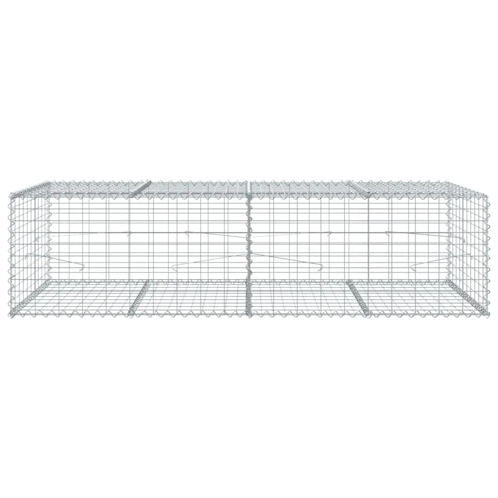 Gabion Basket with Cover Galvanised Iron Wire 200x100x50 cm Garden Retaining Wall