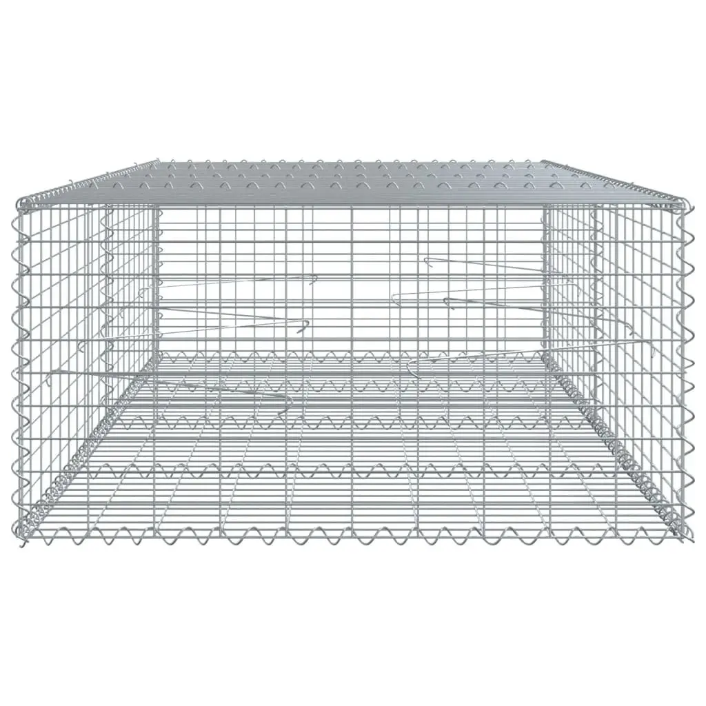 Gabion Basket with Cover Galvanised Iron Wire 200x100x50 cm Garden Retaining Wall