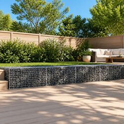 Gabion Basket with Cover 600x100x50 cm Galvanised Iron Wire Garden Retaining