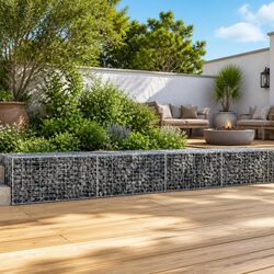 Gabion Basket with Cover 800x100x50 cm Silver Metal Wire Garden Retaining Wall