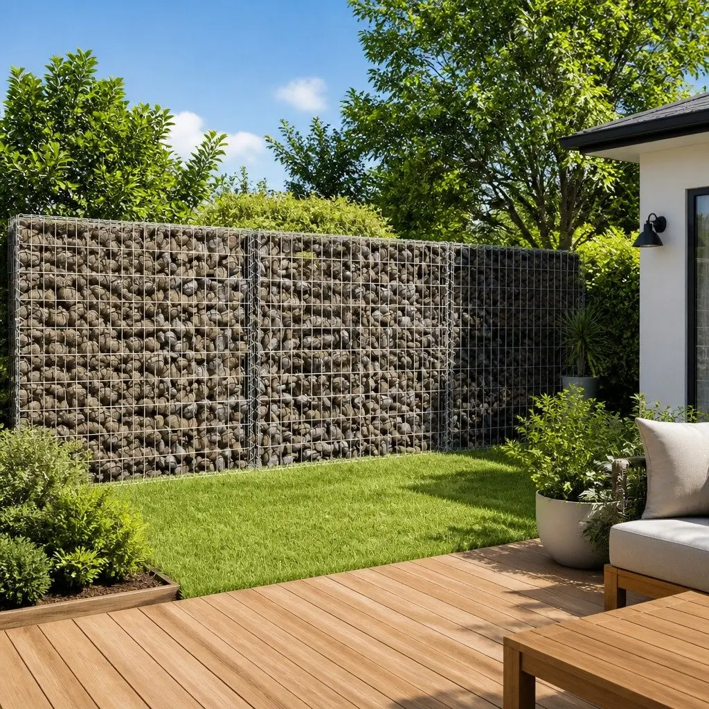 Gabion Basket with Cover 150x100x100 cm Outdoor Garden Retaining Wall Decor