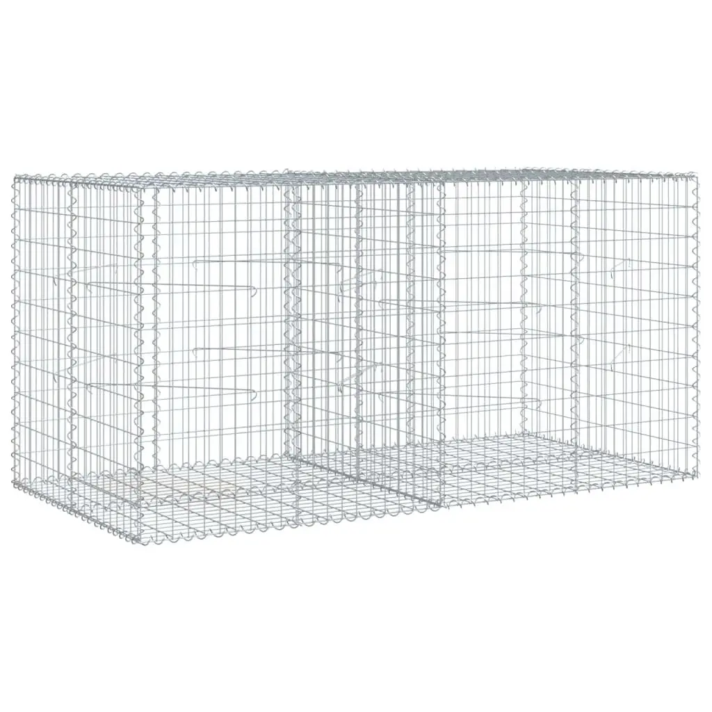 Gabion Basket with Cover Galvanised Iron Wire 200x100x100 cm Garden Cage