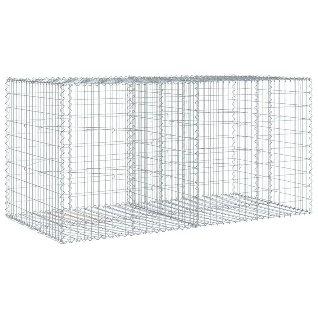 Gabion Basket with Cover Galvanised Iron Wire 200x100x100 cm Garden Cage