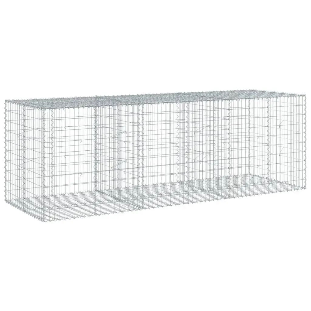 Gabion Basket with Cover Galvanised Iron Wire 300x100x100 cm Garden Retaining Wall Decorative Cage