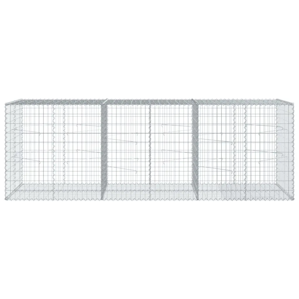 Gabion Basket with Cover Galvanised Iron Wire 300x100x100 cm Garden Retaining Wall Decorative Cage