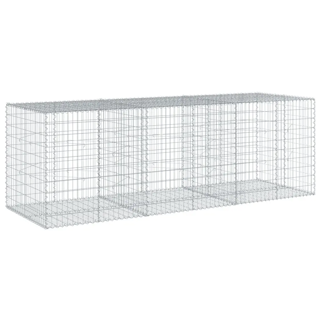 Gabion Basket with Cover Galvanised Iron Wire 300x100x100 cm Garden Retaining Wall Decorative Cage
