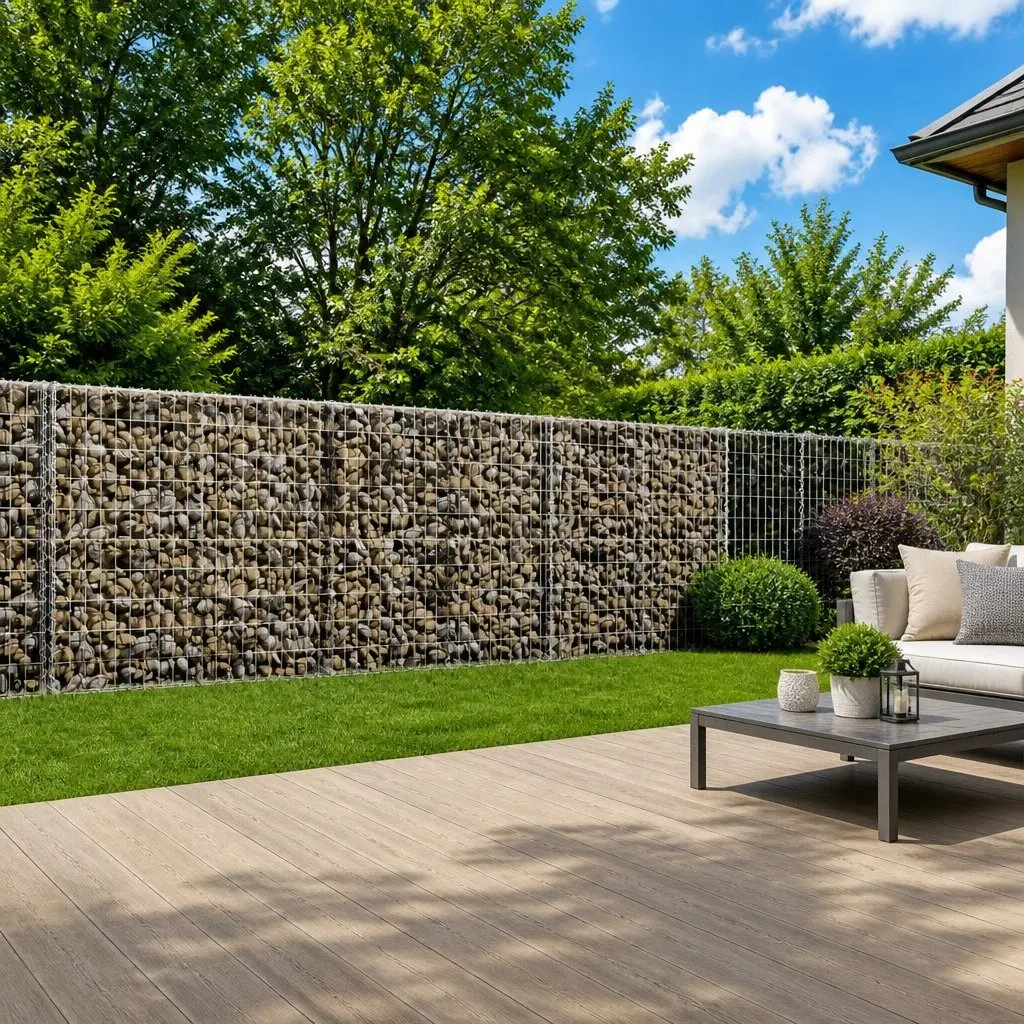Gabion Basket with Cover Galvanised Iron Wire Cage 400x100x100 cm