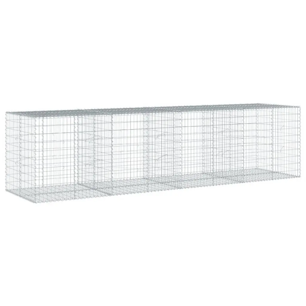 Gabion Basket with Cover Galvanised Iron Wire Cage 400x100x100 cm